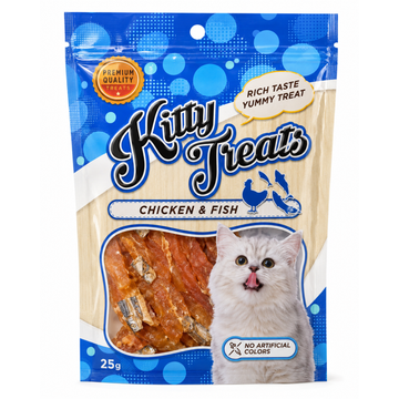 Kitty Treats Chicken & Fish Cat Treats – Premium Protein-Rich Natural Snack for Cats (25g)