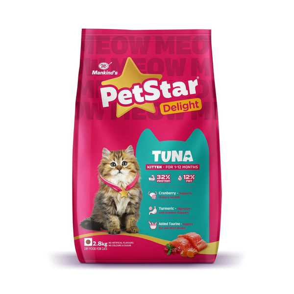 PetStar Delight Tuna Kitten Dry Cat Food – High Protein Formula for Kittens (1-12 Months) – 2.8kg