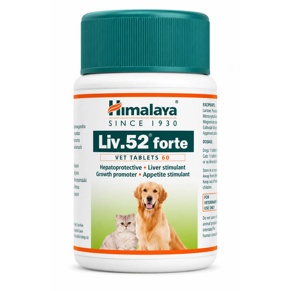Himalaya Liv.52 Forte Vet Tablets for Dogs & Cats | Liver Support, Appetite & Growth Supplement | Hepatoprotective Formula | 60 Tablets