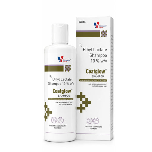 Coatglow Ethyl Lactate Shampoo 10% w/v for Dogs & Cats | Antiseptic & Keratolytic Cleansing Shampoo | Helps Restore Skin Microbial Balance | 200ml