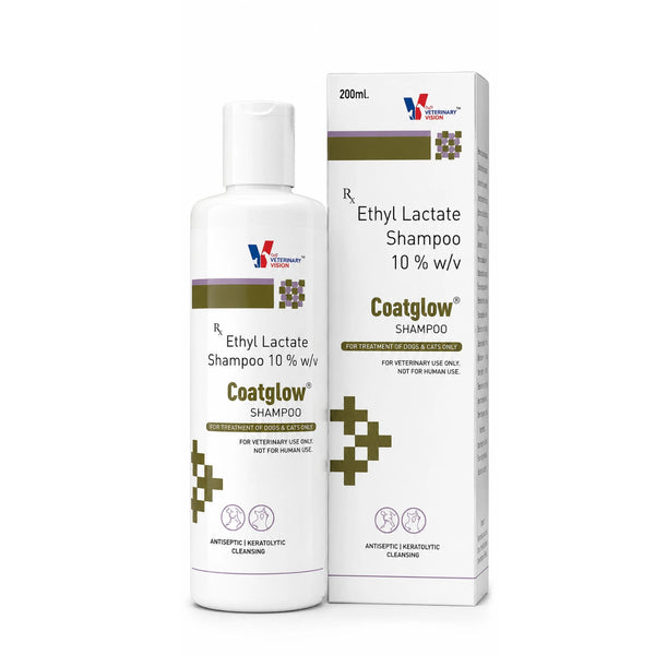 Coatglow Ethyl Lactate Shampoo 10% w/v for Dogs & Cats | Antiseptic & Keratolytic Cleansing Shampoo | Helps Restore Skin Microbial Balance | 200ml