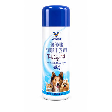 Venworld Tick Guard Propoxur Powder 1.0% w/w for Dogs & Cats – Anti Tick & Flea Powder 100g