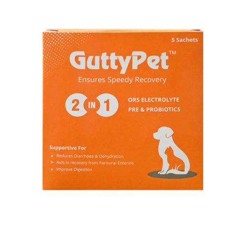 GuttyPet 2-in-1 ORS Electrolyte with Pre & Probiotics for Dogs & Cats | Digestive & Hydration Support