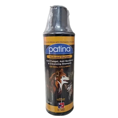 Patina Medicated Shampoo for Dogs & Cats – Anti Fungal & Anti Bacterial Cleansing Shampoo (200ml)