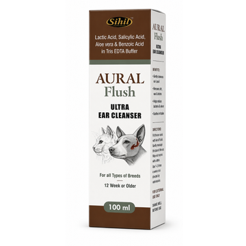 Sihil Aural Flush Ultra Ear Cleanser for Dogs & Cats | Ear Cleaning Solution with Aloe Vera, Lactic Acid & Salicylic Acid | Removes Wax, Dirt & Odour | 100ml