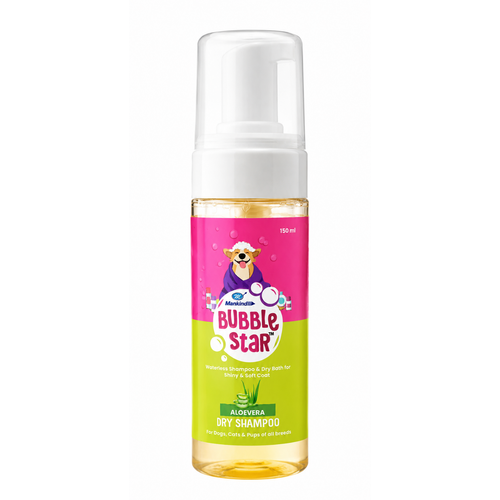 Bubble Star Aloe Vera Dry Shampoo for Dogs & Cats | Waterless Pet Shampoo | 150ml