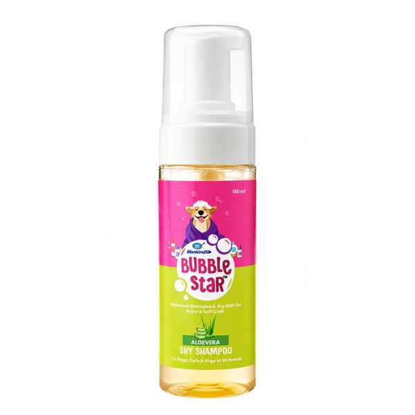 Bubble Star Aloe Vera Dry Shampoo for Dogs & Cats | Waterless Pet Shampoo | 150ml