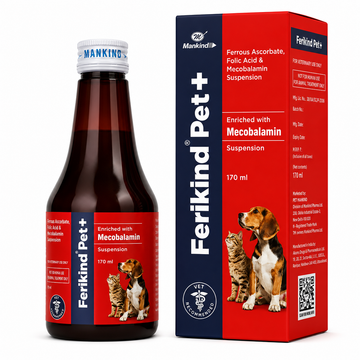Ferikind Pet+ Hematinic Suspension 170ml – Iron, Folic Acid & Mecobalamin Supplement for Dogs and Cats | Veterinary Nutritional Support