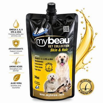 MyBeau Vet Collection Skin & Hair Supplement for Dogs & Cats | Omega 3, 6, 9 EPA & DHA | Healthy Skin & Shiny Coat Support | 300ml