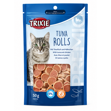 TRIXIE Tuna Rolls Cat Treats with Tuna & Chicken – Gluten-Free Protein-Rich Cat Snack (50g)