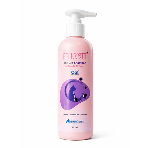 Felicott Oat Active System Cat Shampoo | Gentle Hypoallergenic Shampoo for Cats | Cleanses, Soothes & Relieves Itch | All Breeds & All Coats | 200ml