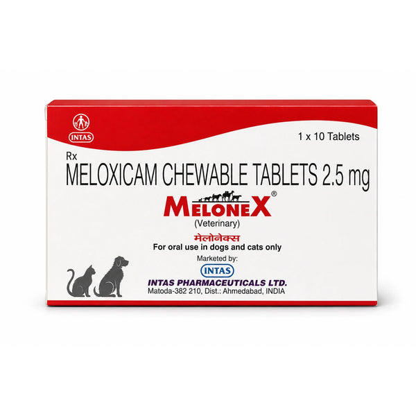 Melonex 2.5 mg Chewable Tablets for Dogs & Cats | Meloxicam Veterinary Pain Relief and Anti-Inflammatory Medicine