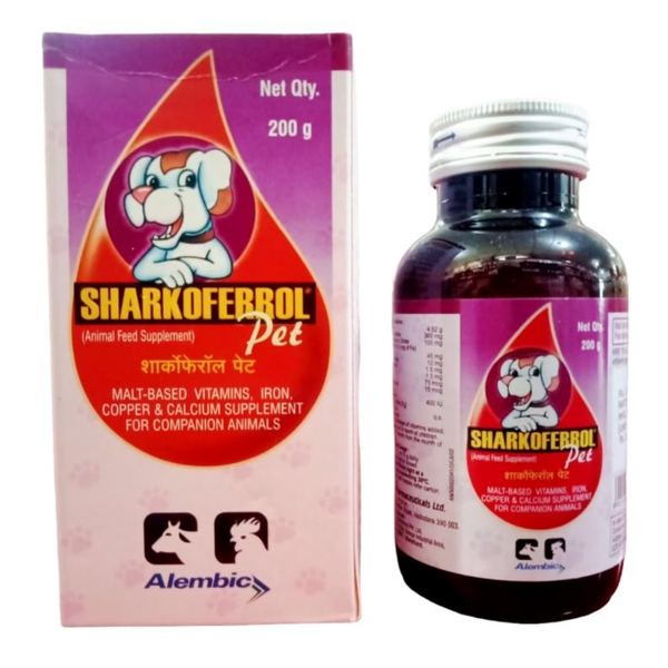 Sharkoferrol Pet Syrup (200 g) | Multivitamin, Iron & Calcium Supplement for Dogs & Cats