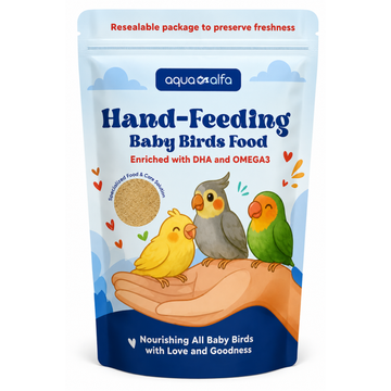 Aqua Alfa Hand-Feeding Baby Birds Food – DHA & Omega 3 Enriched Complete Nutrition Formula for Baby Birds
