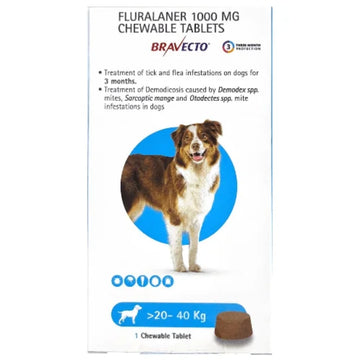 Bravecto® (Fluralaner) Chewable Tablets for Dogs – 3-Month Flea & Tick Protection