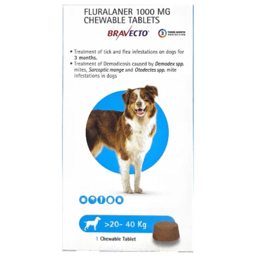 Bravecto® (Fluralaner) Chewable Tablets for Dogs – 3-Month Flea & Tick Protection