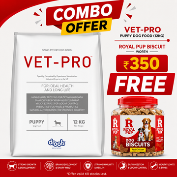 Drools Vet-Pro Puppy Dog Food 12kg + FREE Royal Pup Real Chicken Dog Biscuits (Worth ₹350) | Premium Puppy Nutrition Combo Offer