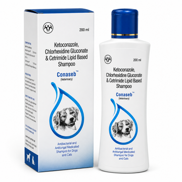 Conaseb Medicated Veterinary Shampoo 200ml – Antibacterial & Antifungal Skin Care Shampoo for Dogs and Cats