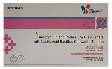 Aclac 500 Chewable Tablets for Dogs & Cats | Amoxycillin & Potassium Clavulanate with Lactic Acid Bacillus