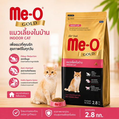Me-O Gold Indoor Cat Adult Dry Food | Complete & Balanced Nutrition for Indoor Cats