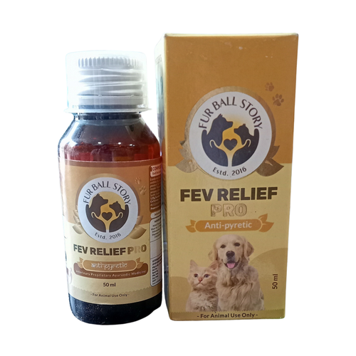 Fur Ball Story Fev Relief Pro for Dogs & Cats (50ml) | Ayurvedic Fever & Pain Relief Syrup