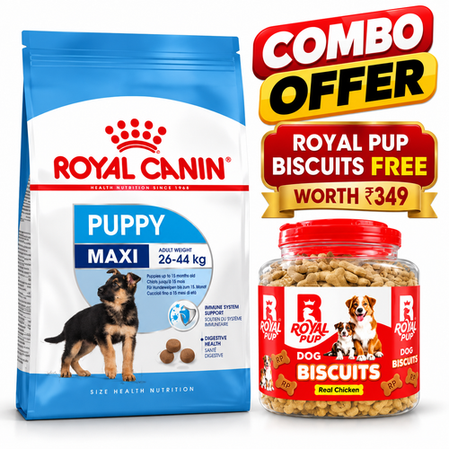 Royal Canin Maxi Puppy Dog Food + Royal Pup Biscuits Free | Combo Offer