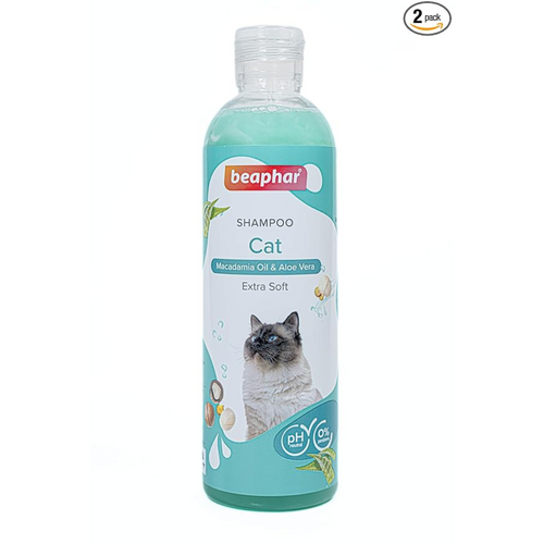 Beaphar Cat Shampoo, Extra Soft & Glossy Coat | Macadamia Oil| Aloe Vera | Dryness & Itch Relief |Herbal Shampoo for Cats - 250 ml