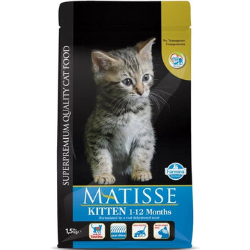 Farmina Matisse Kitten 1-12 Months Cat Food | Chicken & Fish Protein with Rice | 36% Protein, Taurine, DHA & Essential Vitamins | 400g & 1.5kg
