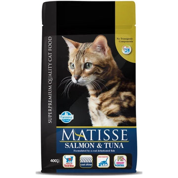 Farmina Matisse Salmon & Tuna Adult Cat Food | 32% Protein | Salmon & Tuna Fish Protein | Taurine, Fish Oil & Vitamins | Complete & Balanced Cat Food | 400g & 1.5kg