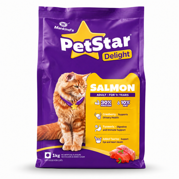 PetStar Delight Salmon Adult Cat Food (1kg) – High Protein, Healthy Skin & Digestion Support