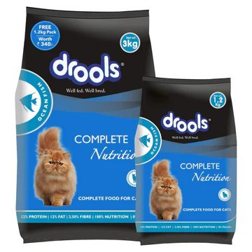 Drools Adult (+1 Year) Ocean Fish Dry Cat Food - 4.2Kg(3Kg+1.2Kg free)