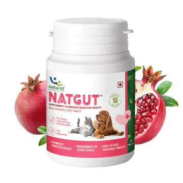 Natgut Digestive Health Tablets for Dogs & Cats | Probiotic & Prebiotic Supplement