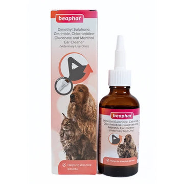 Beaphar Ear Cleaner 50ml for Dogs & Cats | Ear Wax & Dirt Remover with MSM, Cetrimide & Menthol