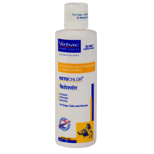 Virbac Ketochlor Medicated Shampoo for Dogs, Cats & Horses | Ketoconazole & Chlorhexidine Shampoo | Antifungal & Antiseptic Cleansing | 200ml
