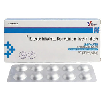 LinkFlex-TBR Enteric Coated Tablets for Dogs & Cats | Rutoside Trihydrate, Bromelain & Trypsin | Joint, Soft Tissue & Post-Surgical Recovery Support | 10 Tablets