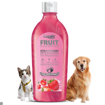 Lozalo Strawberry Pet Conditioning Shampoo – 200ml | For Dogs & Cats | With Aloe Vera & Shikakai | Paraben-Free, pH Balanced, Fragrant Coat Care