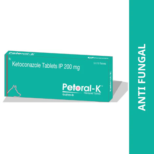 Petoral-K Tablets for Dogs | Ketoconazole 200mg Veterinary Antifungal Tablets | Oral Treatment for Fungal Infections