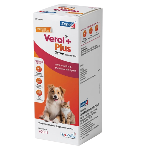 Verol Plus Syrup for Dogs & Cats – Amino Acids & Multivitamin Supplement (200ml)