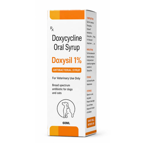 Doxysil 1% Doxycycline Oral Syrup for Dogs & Cats | Broad Spectrum Veterinary Antibiotic Syrup | Antibacterial Support | 60ml
