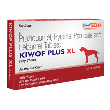 Kiwof Plus XL Deworming Tablets for Dogs | Praziquantel, Pyrantel Pamoate & Febantel Tablets | Broad Spectrum All Worm Killer for Large Dogs