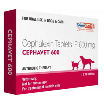 Cephavet 600 Cephalexin Tablets for Dogs & Cats | Veterinary Antibiotic Tablets for Bacterial Infections | Skin, Wound & Urinary Infection Support