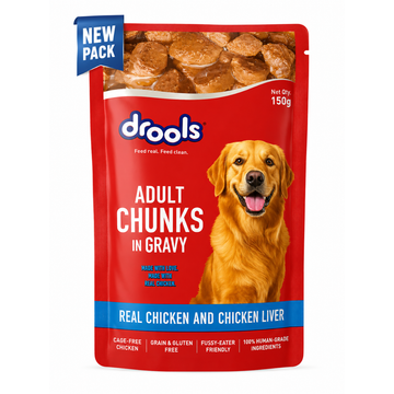 Drools Real Chicken & Chicken Liver Chunks in Gravy Adult Dog Wet Food