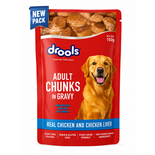 Drools Real Chicken & Chicken Liver Chunks in Gravy Adult Dog Wet Food