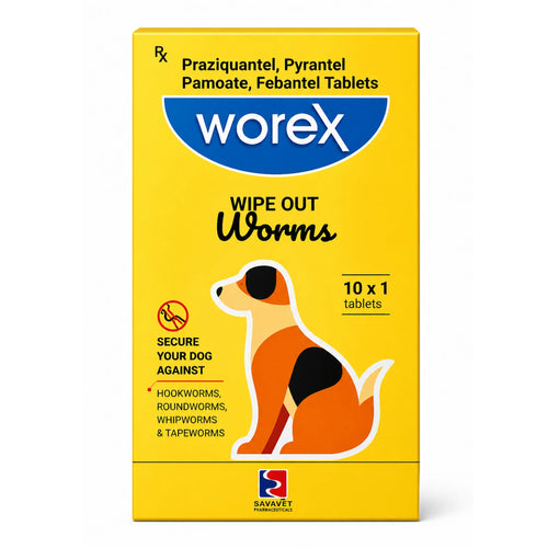 Worex Deworming Tablets for Dogs | Praziquantel, Pyrantel Pamoate & Febantel Tablets | Broad Spectrum Worm Control