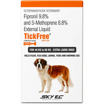 TickFree Spot On for Extra Large Dogs 40–60kg | Fipronil 9.8% & S-Methoprene 8.8% | Flea & Tick Control Pipette