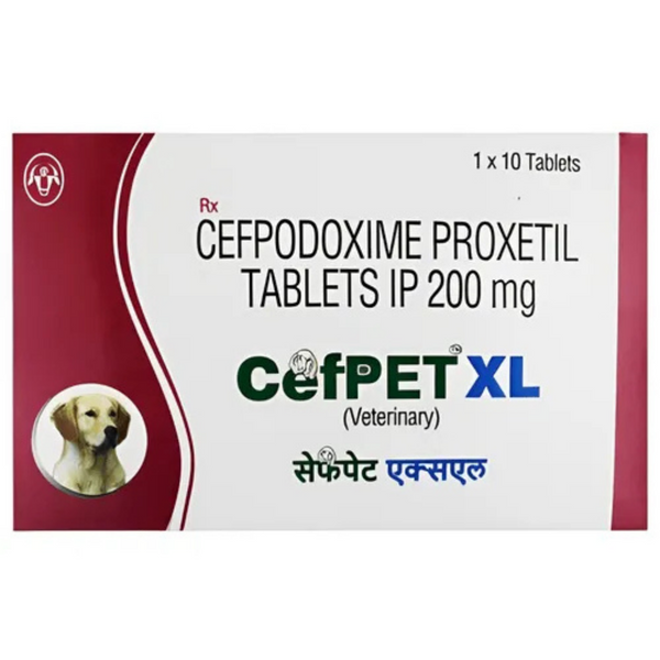CefPET XL Cefpodoxime Proxetil Tablets IP 200mg for Dogs | Veterinary Antibiotic Tablets | Bacterial Infection Support | 1x10 Tablets