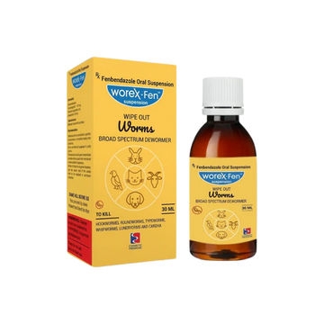 Worex-Fen Fenbendazole Oral Suspension 30ml for Dogs & Cats | Broad Spectrum Dewormer | Effective Against Roundworms, Hookworms, Whipworms & Tapeworms