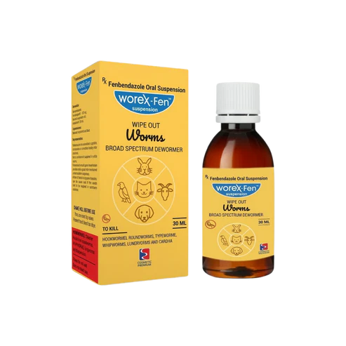 Worex-Fen Fenbendazole Oral Suspension 30ml for Dogs & Cats | Broad Spectrum Dewormer | Effective Against Roundworms, Hookworms, Whipworms & Tapeworms