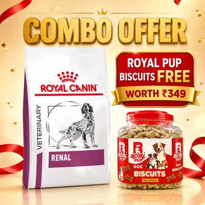 Royal Canin Veterinary Renal Dry Dog Food + FREE Royal Pup Real Chicken Biscuits Worth ₹349 | Renal Care Combo Offer
