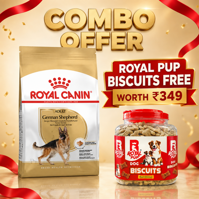 Royal Canin German Shepherd Adult Dog Food + FREE Royal Pup Real Chicken Biscuits Worth ₹349 | Combo Offer